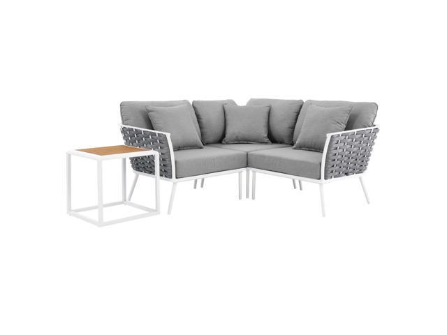 Stance 4 Piece Outdoor Patio Aluminum Sectional Sofa Set