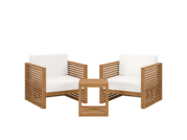 Carlsbad 3-Piece Teak Wood Outdoor Patio Outdoor Patio Set