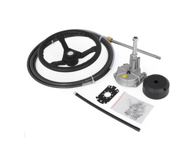 VEVOR Outboard Steering System 16' Outboard Steering Kit 16 Feet Boat Steering Cable with 13' Wheel Durable Marine Steering System