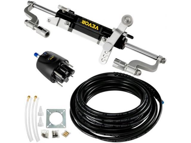VEVOR Hydraulic Steering Kit 300HP Hydraulic Steering Compact Cylinder Hydraulic Outboard Steering Kit with Helm Pump for Boat Marine Steering System