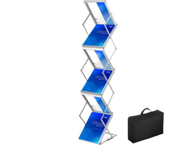 Foldable Magazine Display Rack, 6 Pockets Pop-Up Brochure Display Stand, Double-Sided Display Catalog Literature Holder Stand, Portable with...
