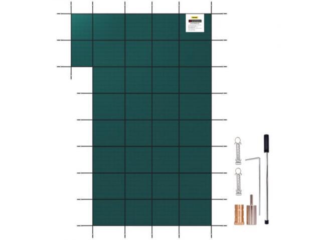 Inground Pool Safety Cover, Fits 20 ft x 40 ft Rectangular Winter Pool Cover with Right Step, Triple Stitched, High Strength Mesh PP, Good Rain...