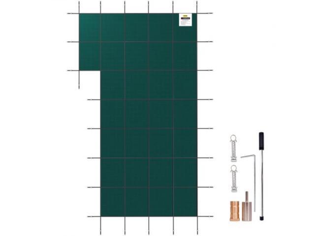 Inground Pool Safety Cover, 20 ft x 38 ft Rectangular Winter Pool Cover with Right Step, Triple Stitched, High Strength Mesh PP Material, Good Rain...