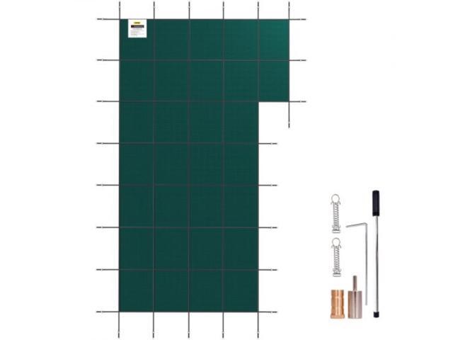 Inground Pool Safety Cover, 18 ft x 34 ft Rectangular Winter Pool Cover with Left Step, Triple Stitched, High Strength Mesh PP Material, Good Rain...