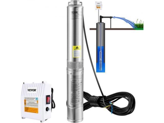 Deep Well Submersible Pump, 2HP 230V/60Hz, 37GPM 427 ft Head, with 33 ft Cord & External Control Box, 4 inch Stainless Steel Water Pumps for...