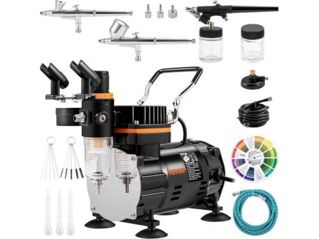 Airbrush Ensemble, Expert Airbrush Kit with Compressor, Multi-Use Dual-Action Gravity Feed Airbrush System for Art, Nails, Cookies, Tattoos