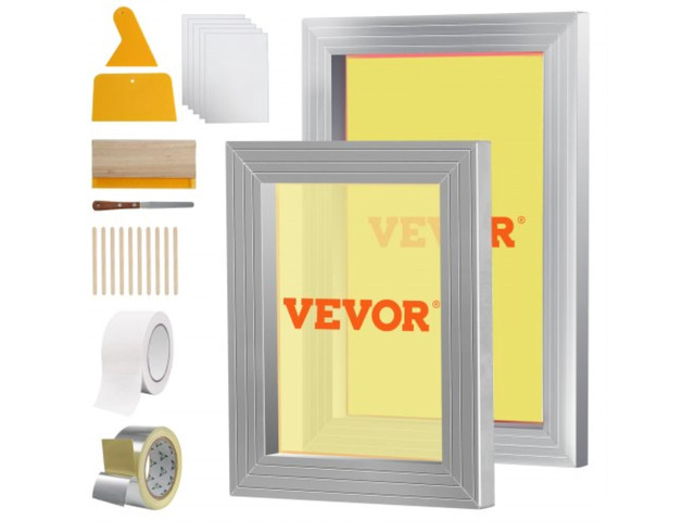 Screen Printing Kit, 2 Pieces Aluminum Silk Screen Printing Frames 8x10/10x14in 110 Count Mesh, 2 Tapes and Screen Printing Squeegees and...