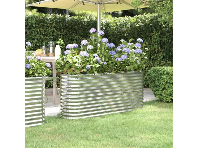 vidaXL Garden Raised Bed Powder-coated Steel 59.8'x15.7'x26.8' Silver