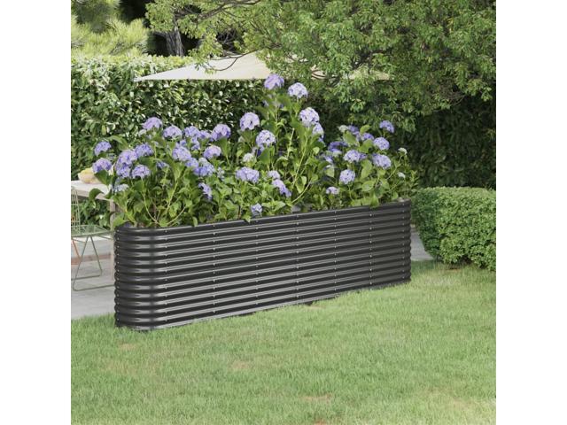 vidaXL Garden Raised Bed Powder-coated Steel 102.4'x15.7'x26.8' Anthracite