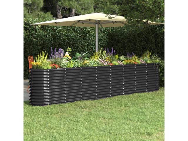 vidaXL Garden Raised Bed Powder-coated Steel 130.7'x15.7'x26.8' Anthracite