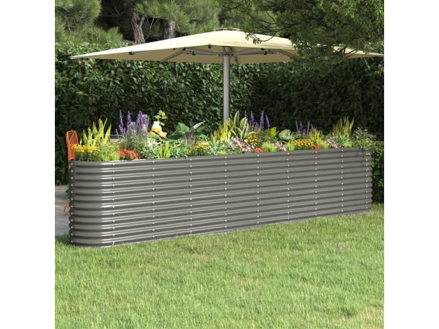 vidaXL Garden Raised Bed Powder-coated Steel 130.7'x15.7'x26.8' Gray