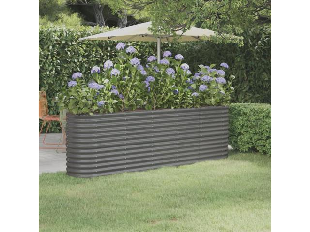vidaXL Garden Raised Bed Powder-coated Steel 88.2'x15.7'x26.8' Gray