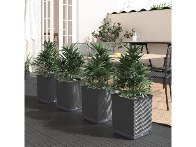 vidaXL Planters 4 pcs Black 11.8'x11.8'x14.6' Polypropylene