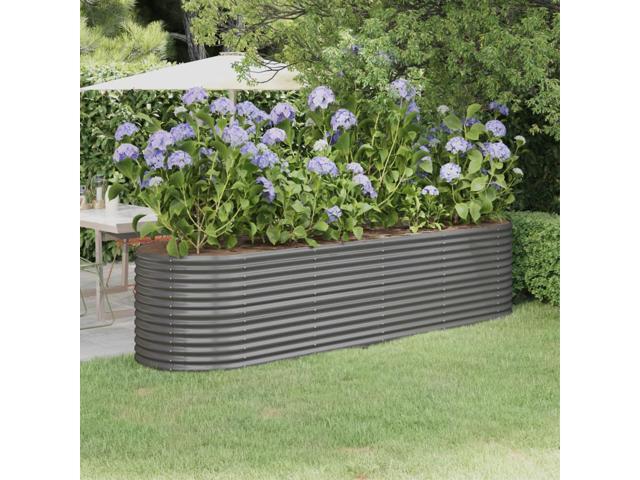 vidaXL Garden Raised Bed Powder-coated Steel 116.5x31.5x26.8 Gray vidaXL Garden Raised Bed Powder-coated Steel 116.5x31.5x26.8 Gray