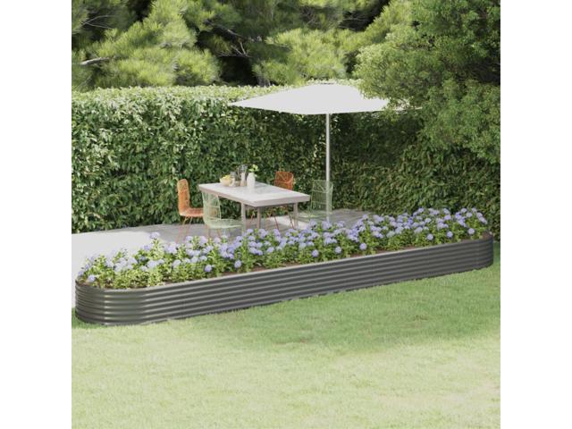 vidaXL Patio Raised Bed Powder-coated Steel 199.6'x39.4'x14.2' Gray