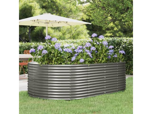 vidaXL Garden Raised Bed Gray 83.5'x55.1'x26.8' Powder-coated Steel