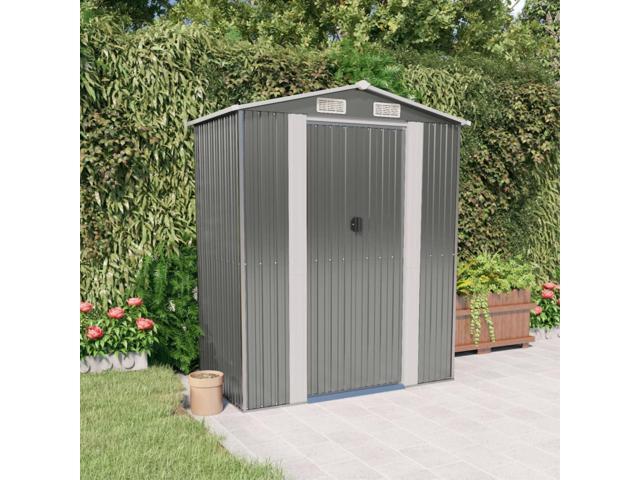 vidaXL Garden Shed Light Gray 75.6'x42.5'x87.8' Galvanized Steel