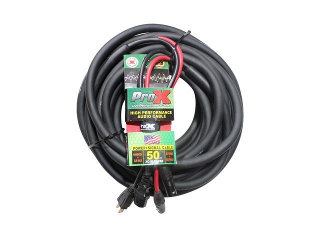 50 Ft. Power Cord/Audio Cable IEC Female to NEMA 15P & Balanced XLR-M to XLR-F