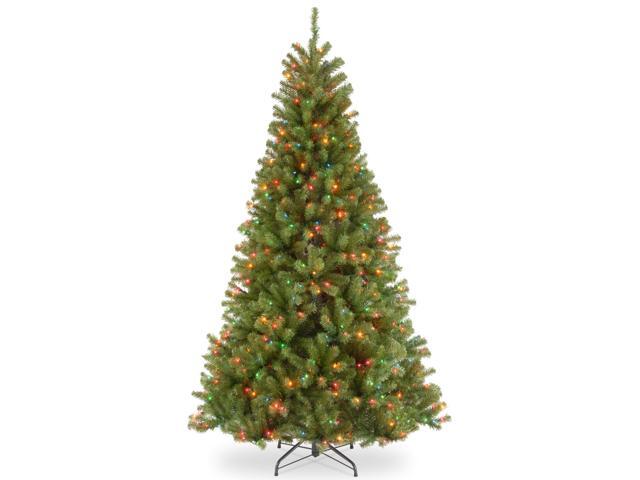 National Tree Company NRV730170 7 ft. Pre-Lit North Valley Spruce Tree - 47' x 47' x 84' - Green Tree, Green Tree Stand