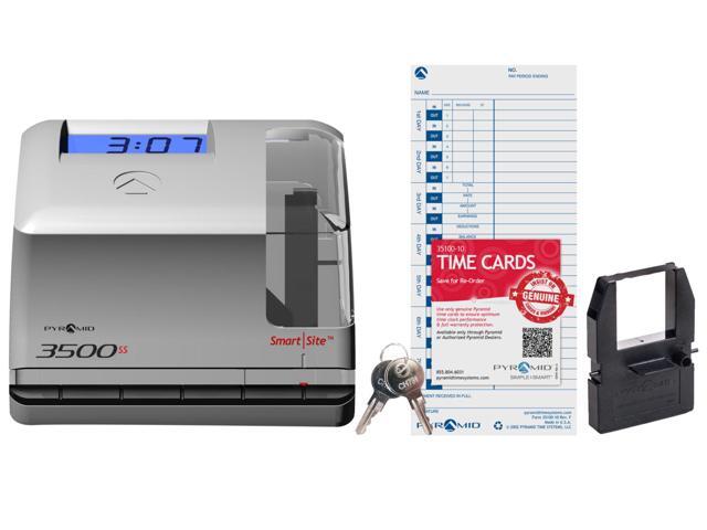 Pyramid Time Systems, 3500ss Time Clock & Document Stamp, includes Pyramid 3500ss Time Clock & Document Stamp, 25 Time Cards, 1 Ribbons & 2.