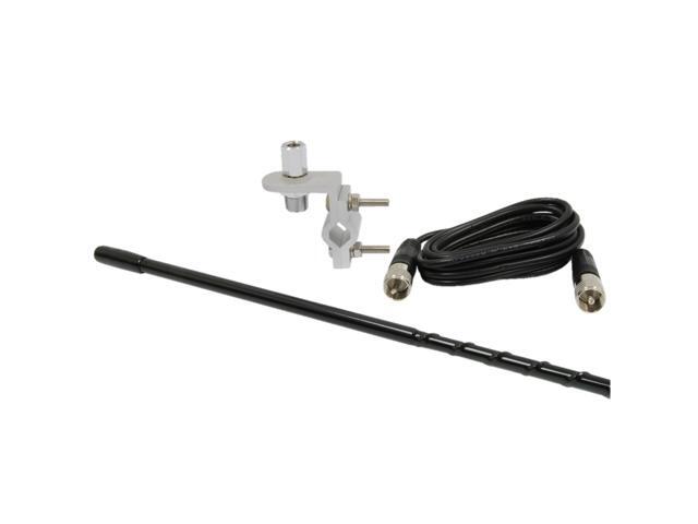 RoadPro 3' Standard Series Mirror Mount Fiberglass CB Antenna Kit Black RP-83B