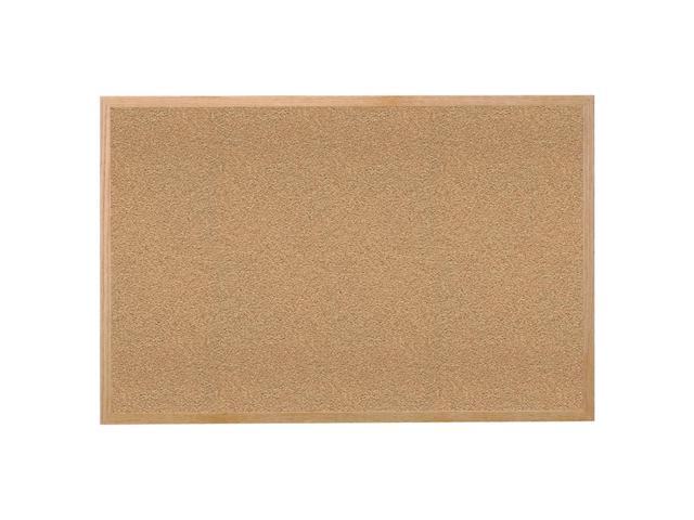 Ghent WK35 Natural Cork Bulletin Board with Wood Frame - 60.5' x 36.5' - Tan Surface, Oak Finished Wood Frame