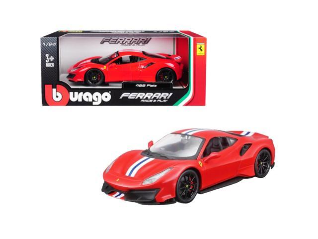 Ferrari 488 Pista Red with White and Blue Stripes 1/24 Diecast Model Car by Bburago
