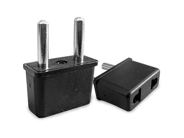 5 Core European Plug Adapter Type C Power Adaptor, Convert from America Type A USA to EU Europe Asia Italy and more- Type C 6Pcs BLK