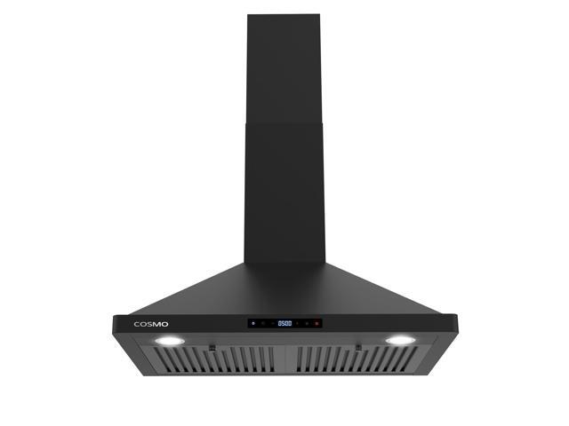 30 in. Ducted Wall Mount Range Hood in Matte Black with Touch Controls, LED Lighting and Permanent Filters