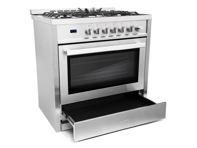 36 In. 3.8 Cu. Ft. Single Oven Gas Range With 5 Burner Cooktop And Heavy Duty Cast Iron Grates In Stainless Steel