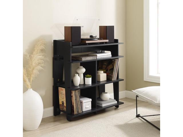 Ergode Soho Record Storage Console - Turntable Stand with Cable Management, 4 Shelves for 400 Records, Stylish Design for Audiophiles