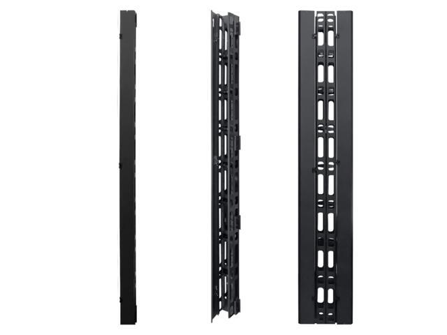Wavenet 3051-N 74 in. Metal High Double Sided Vertical Cable Manager with Hinged Cover for 45U or Larger 2 Post & 4 Post Racks Black