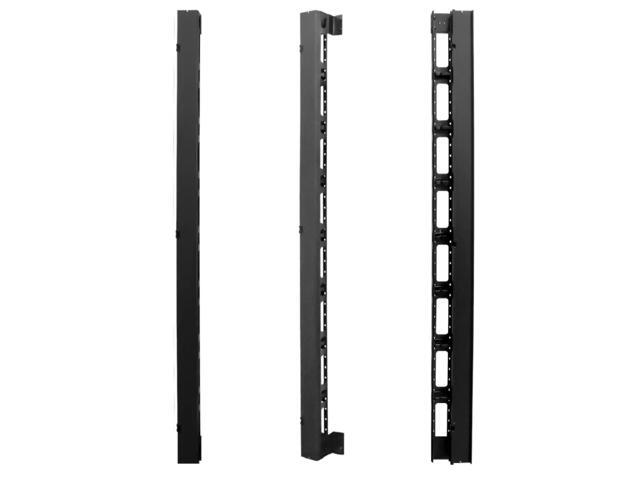 Wavenet 3050-N 74 in. Metal High Single Sded Vertical Cable Manager with Hinged Cover for 45U or Larger 2-Post & 4 Post Racks Black