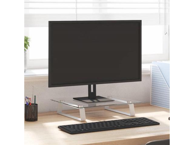 vidaXL Monitor Stand White 15.7'x13.8'x3.1' Tempered Glass and Metal