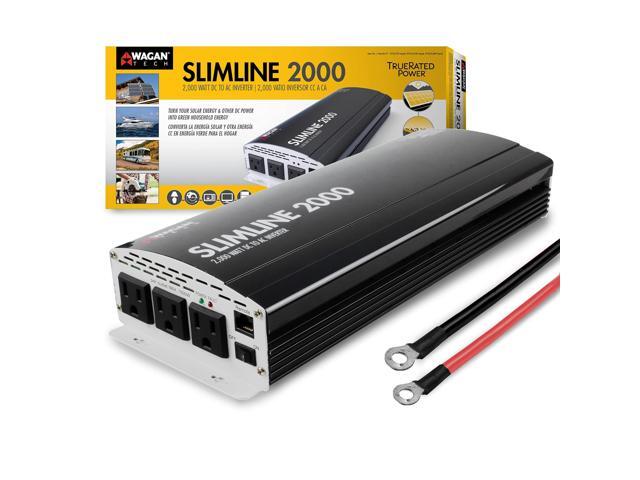 wagan slim line 2000w power inverter 4500w surge peak power, 12 volt dc input