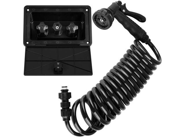 Dura Faucet DF-SA189-BK RV Exterior Quick Connect Detachable Sprayer, Hose, Port, and Spray Box Kit (Black)