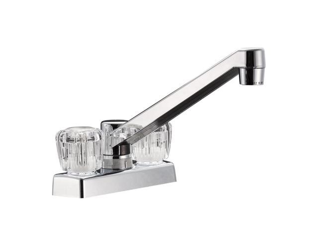 Dura Faucet DF-PK640A-CP RV Swivel Kitchen, Galley, or Bar Faucet with Crystal Acrylic Knobs (Chrome)