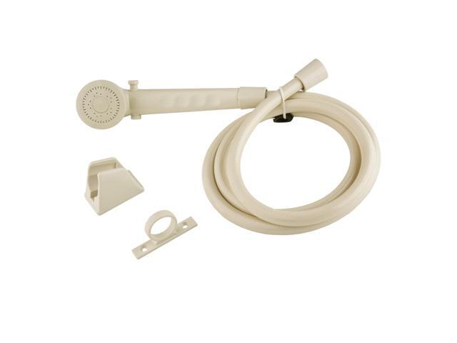 Dura Faucet (DF-SA130-BQ) RV High Pressure Shower Head and 60-inch Hose Kit - Water-Saving Trickle Switch (Bisque Parchment)