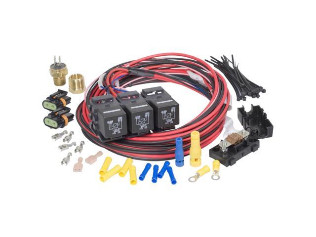 Painless Performance 30117 Dual Activation, Dual Electric Fan Relay Kit with Thermostatic Switch (On 185/Off 175)