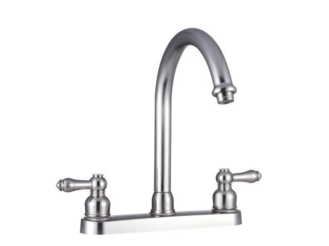 Dura Faucet DF-PK340L-SN RV Non-Metallic J-Spout Kitchen Sink Faucet (Brushed Satin Nickel)