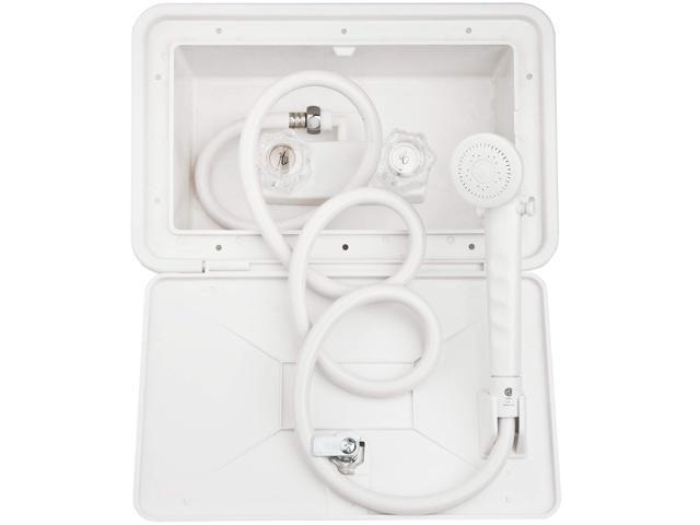 Dura Faucet DF-SA170-WT RV Weatherproof Exterior Shower Box Kit - Lock and Key (White)