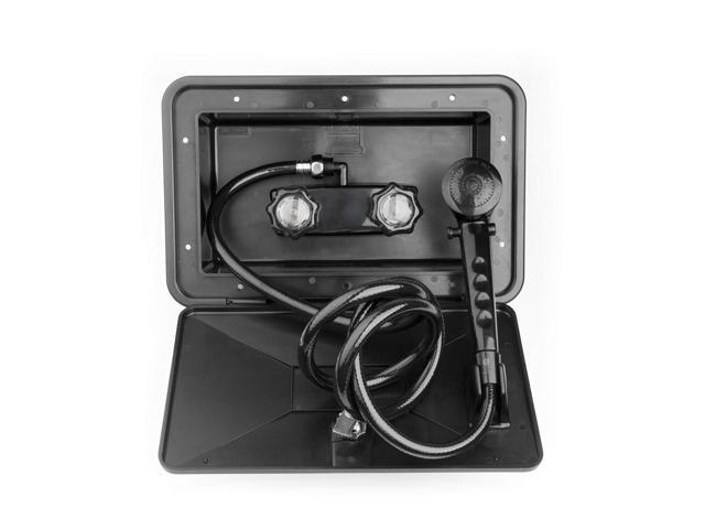Dura Faucet DF-SA170-BK RV Weatherproof Exterior Shower Box Kit - Lock and Key (Black)