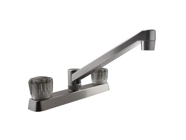 Dura Faucet DF-PK600S-SN RV Kitchen Sink Faucet with Smoked Acrylic Knobs (Brushed Satin Nickel)
