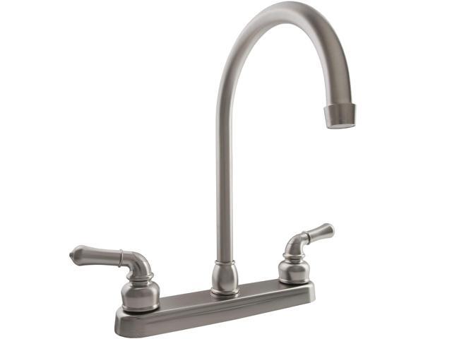 Dura Faucet DF-PK330HC-SN RV J-Spout Kitchen Sink Faucet (Brushed Satin Nickel)