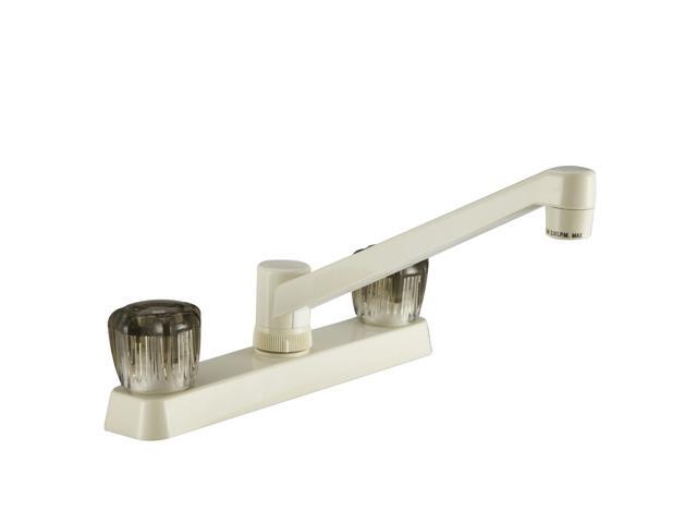 Dura Faucet DF-PK600S-BQ RV Kitchen Sink Faucet with Smoked Acrylic Knobs (Bisque Parchment)