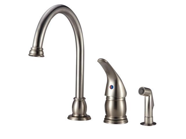 Dura Faucet DF-NMK301-SN RV Gooseneck Kitchen Sink Faucet with Matching Side Sprayer (Brushed Satin Nickel)