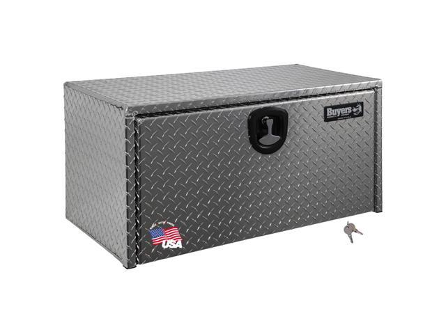 Buyers Products 1705153 Diamond Tread Aluminum Underbody Truck Box with T-Handle Latch, 14 x 12 x 30 Inch