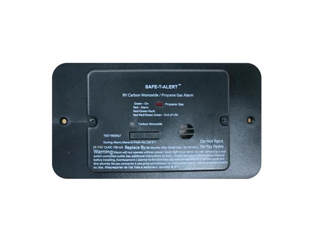 Safe-T-Alert 25-742-BL-TR Flush Mount Combination Carbon Monoxide/Propane Alarm with Trim Ring 12V DC Hard Wire - Black