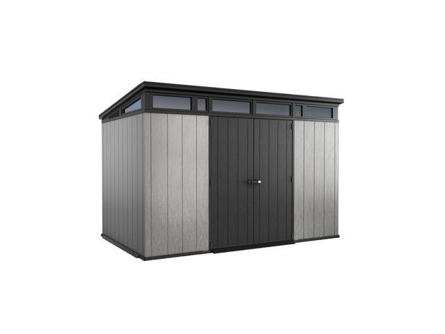 Keter Artisan 11x7 Modern Resin Outdoor Storage Shed Kit-Perfect to Store Patio Furniture, Garden Tools Bike Accessories, Beach Chairs and Lawn...