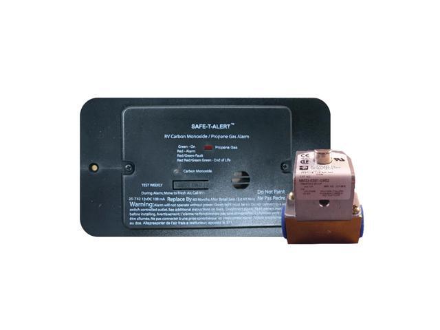 Safe-T-Alert 25-742-R-BL-TR-KIT Flush Mount Combination Carbon Monoxide/Propane Alarm with Trim Ring 12V DC Hard Wire with Solenoid Valve - Black